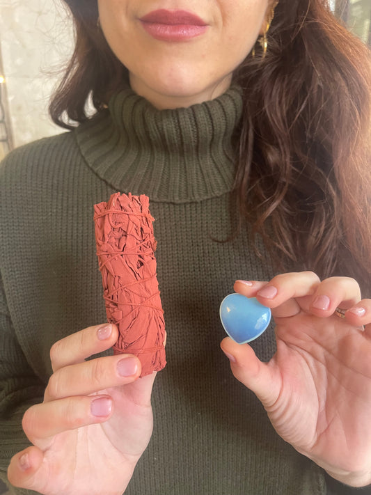 Salvia Bianca e Sangue di Drago e Cuore in Opalite