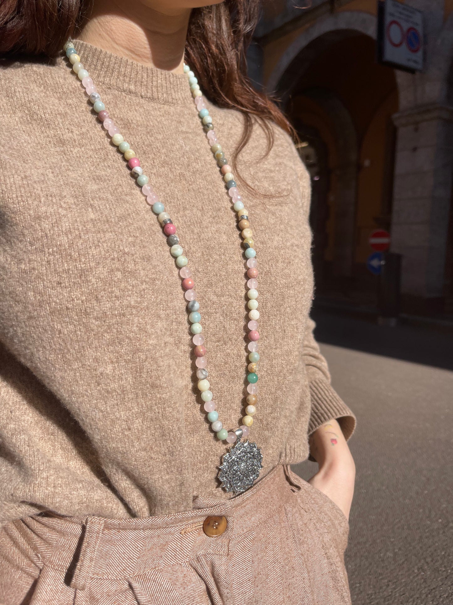 Mala Rodonite/Amazzonite/Quarzo Rosa