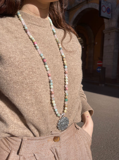 Mala Rodonite/Amazzonite/Quarzo Rosa