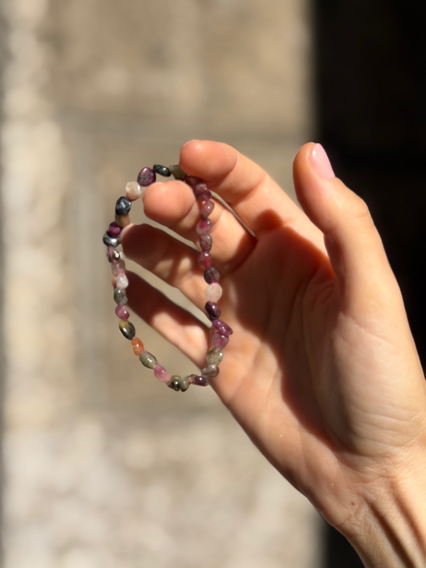 Bracciale in burattate di Tormalina Multicolore