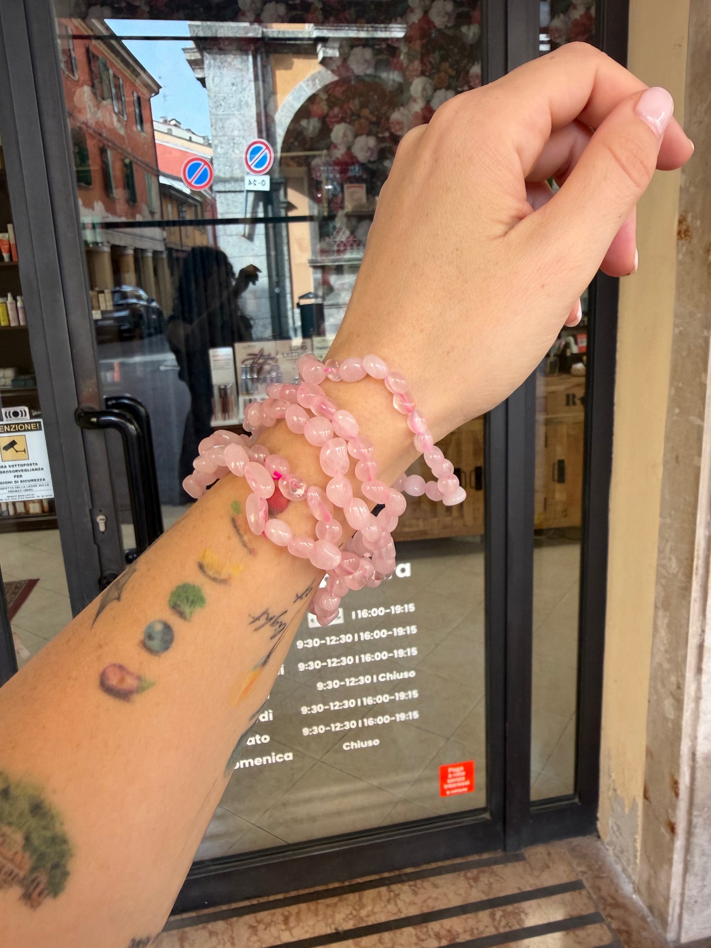 Bracciale in burattate di Quarzo Rosa