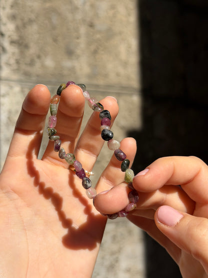 Bracciale in burattate di Tormalina Multicolore