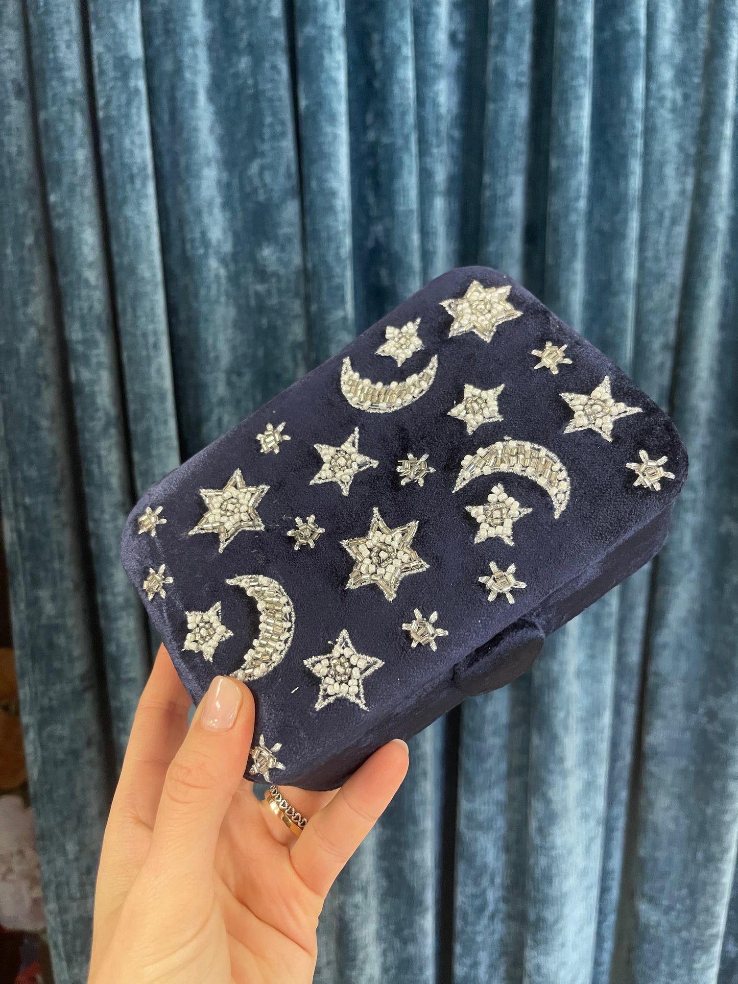 Bauletto in velluto - Luna e Stelle