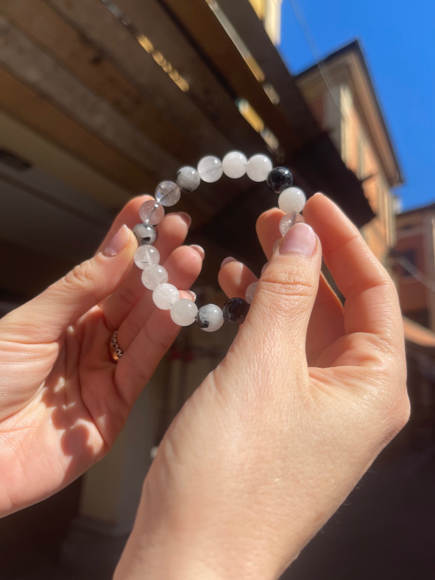 Bracciale in Cristallo di Rocca e Tormalina