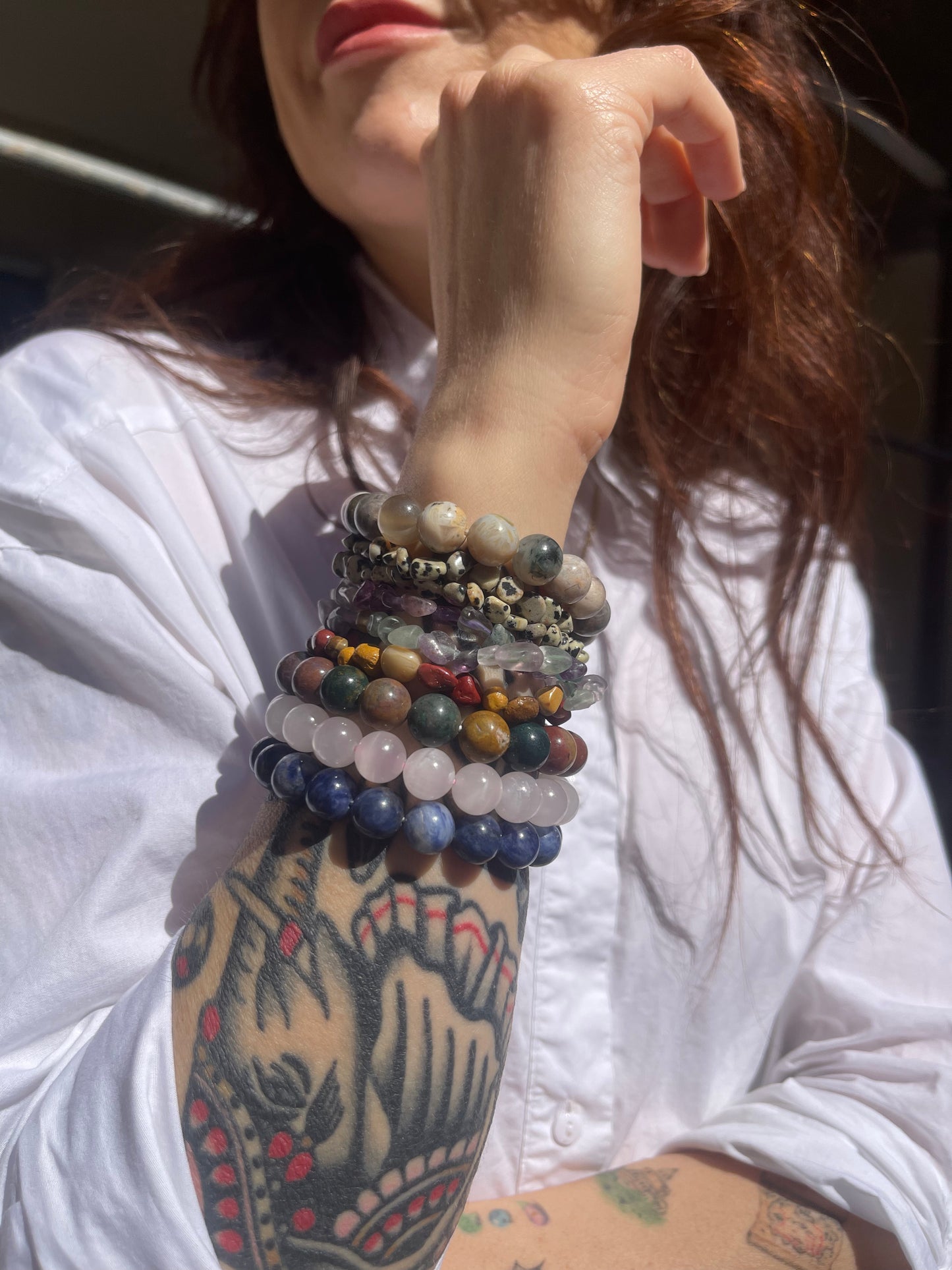 Bracciale in burattate di Fluorite