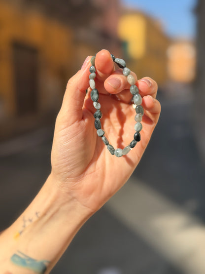 Bracciale in burattate di Tormalina Occhio di Gatto