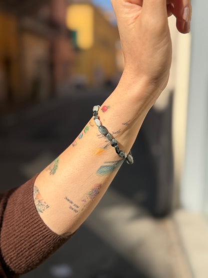 Bracciale in burattate di Tormalina Occhio di Gatto