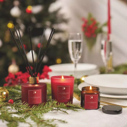 Geodesis Cranberry – set diffusore e candele profumate natalizie da 90 g in vasetto con coperchio, edizione limitata.