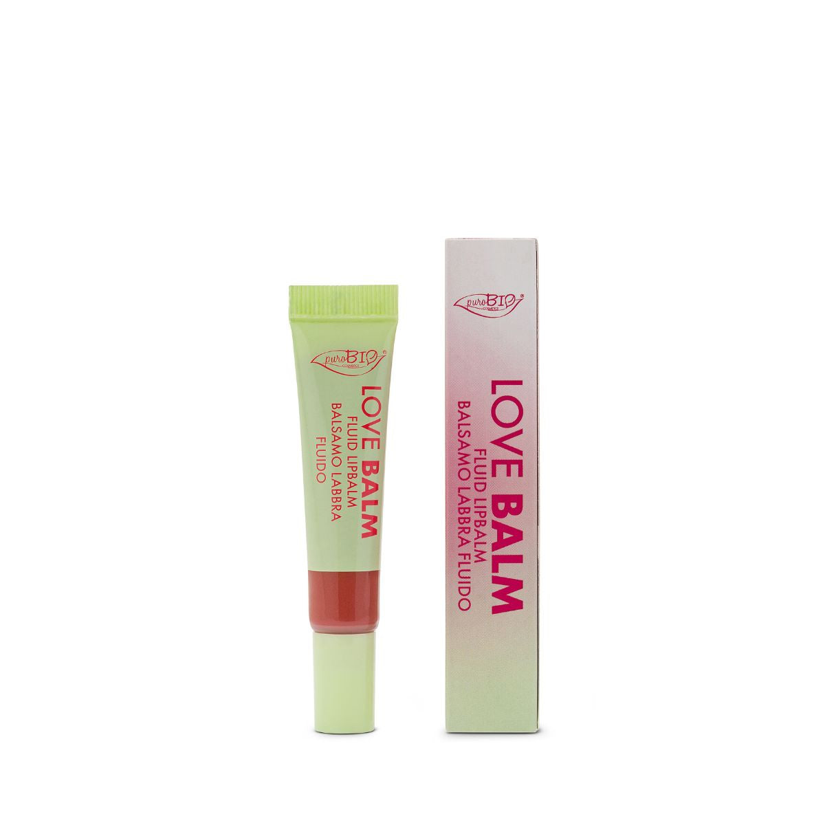 puroBIO Love Balm Fluid Lipbalm 01 Malva – balsamo labbra fluido rosa freddo con delicata perlescenza