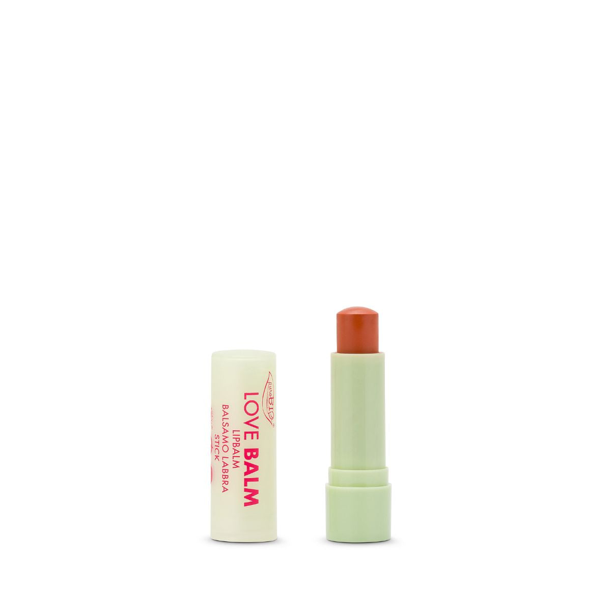 puroBIO Love Balm Stick Lipbalm 02 Albicocca – balsamo labbra colorato con riflessi aranciati